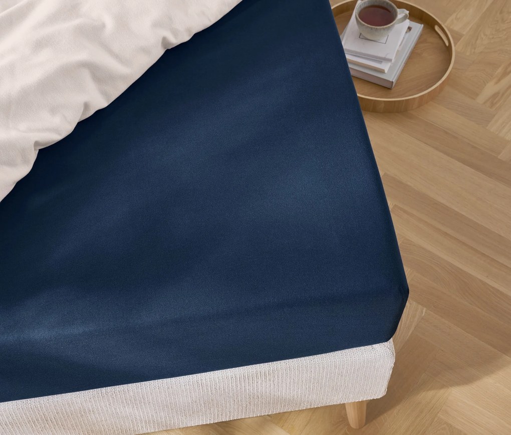 Džersejová napínacia plachta, nadmerná veľkosť, tmavomodrá