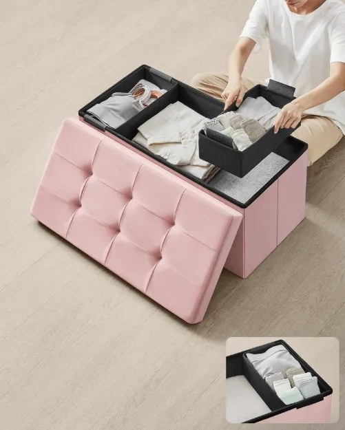 Taburet s úložným priestorom OTTOMAN 76x38 cm, ružový