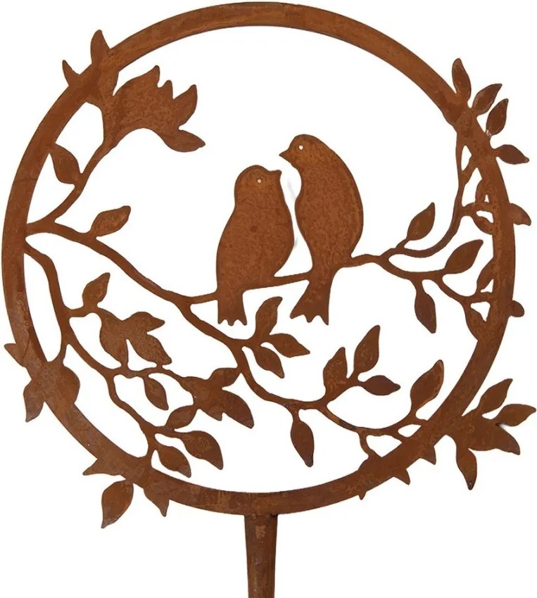 Rustikálny hrdzavý zápich s vtáčikmi Bird Rust - 32*1*60 cm