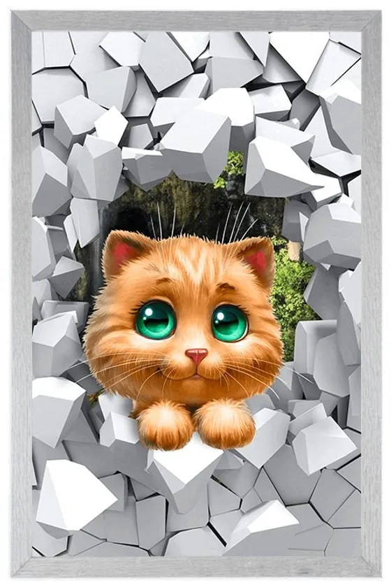 Plagát roztomilá mačička - 30x45 silver