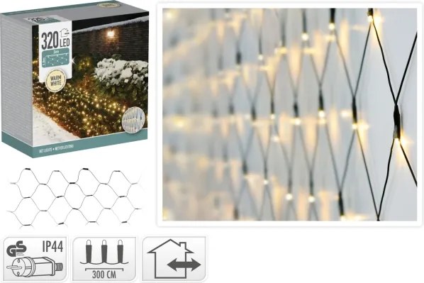 LED Vonkajší vianočný záves 320xLED/230V 3x1,5 m IP44 teplá biela