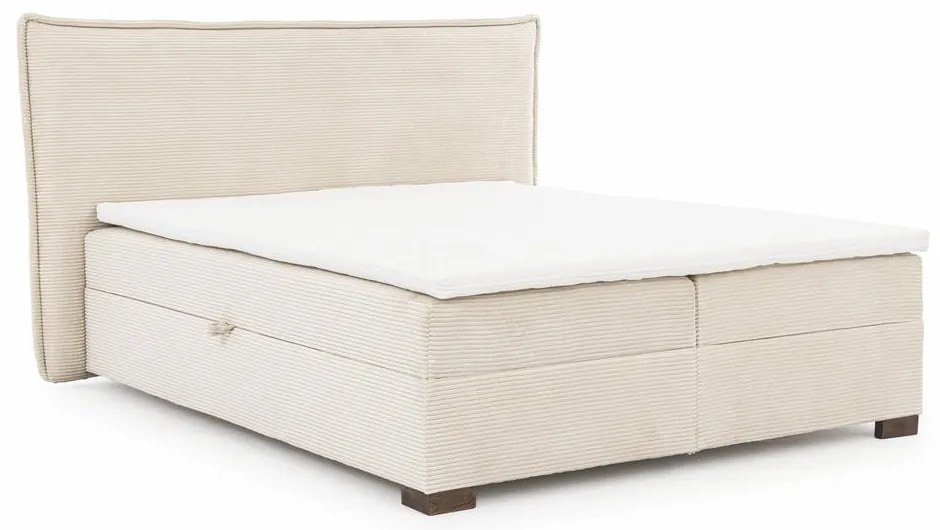 Béžová boxspring posteľ s úložným priestorom 140x200 cm Lysa – Ropez
