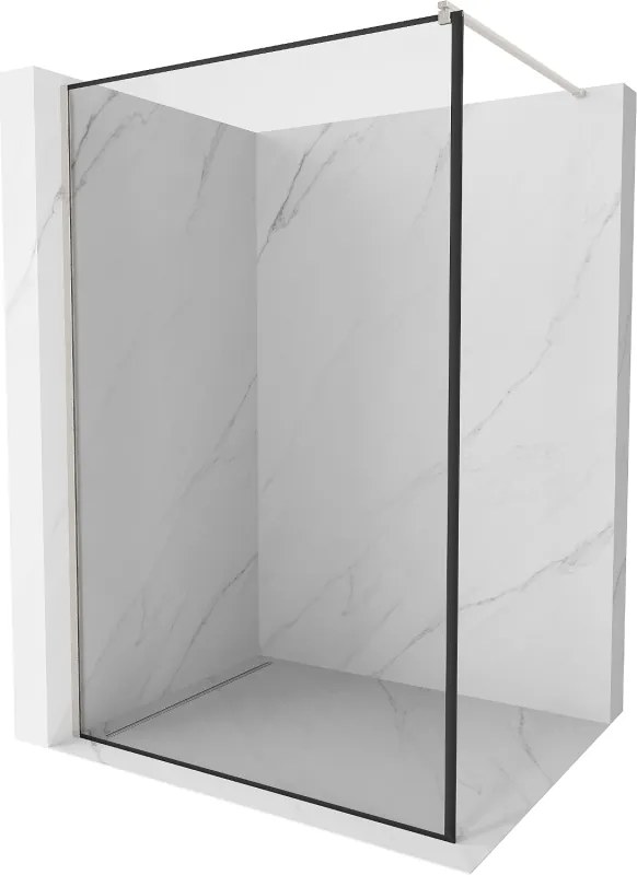 Mexen Kioto, sprchová zástena Walk-In 120 x 200 cm, 8mm číre sklo čierny vzor, brúsená oceľ profil, 800-120-101-97-70