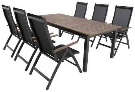 Doppler EXPERT WOOD Plus - záhradná hliníková sedacia súprava 6+1