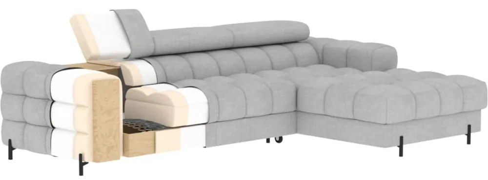 Zelená rozkladacia/s úložným priestorom rohová pohovka z textílie buklé (pravý roh/s leňoškou) Felro – ELTAP