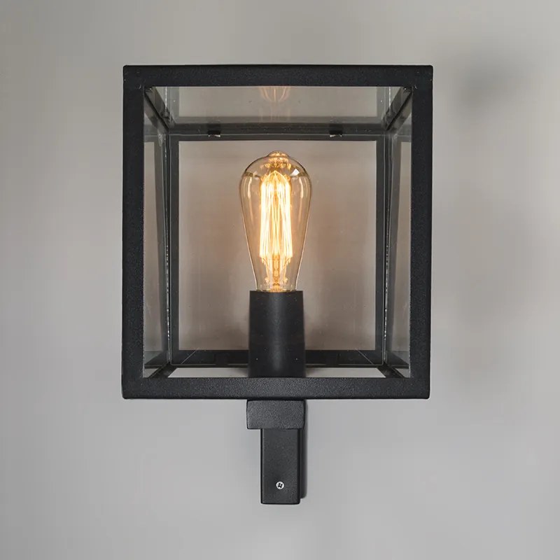 Priemyselná štvorcová vonkajšia nástenná lampa čierna IP23 - Rotterdam