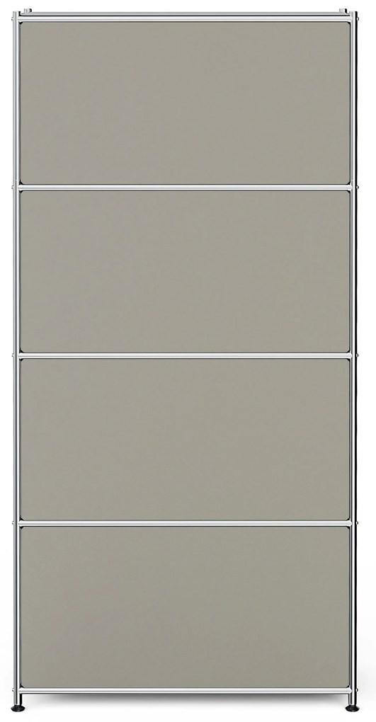 Vysoký kovový regál »CN3« so 4 priehradkami, svetlosivý