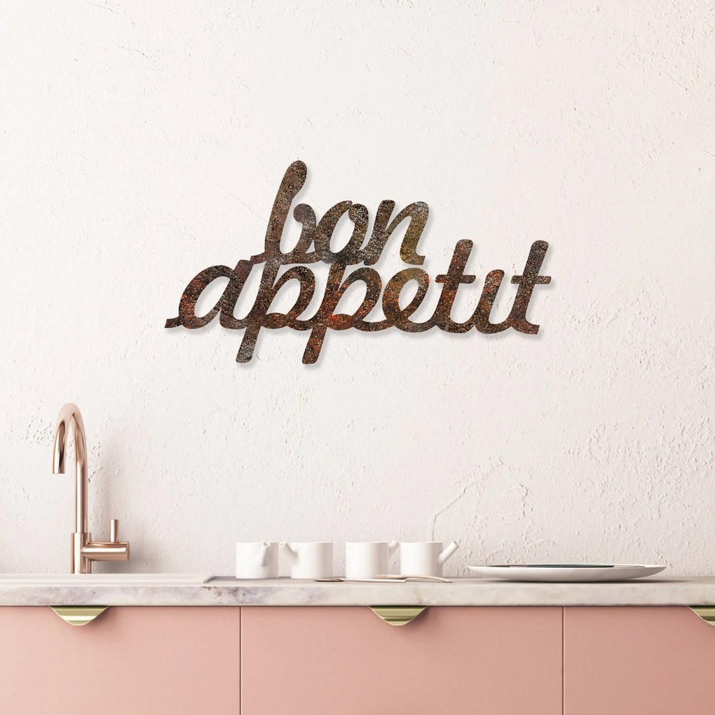 Nástenná kovová dekorácia Dobrú chuť viacfarebná