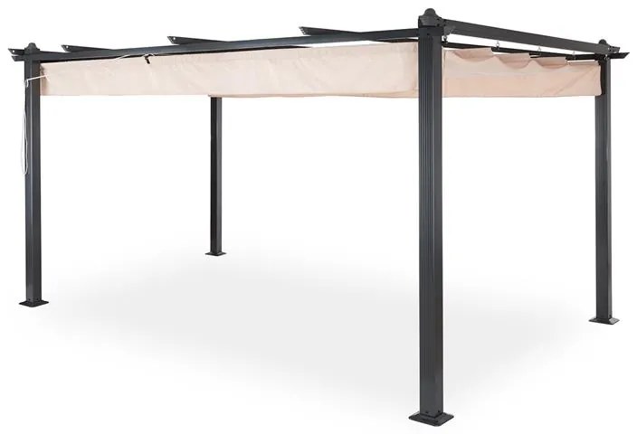 Blumfeldt Pantheon, pergola, prístrešok, 3 x 4 m, hliník, strieška proti slnku, polyester, béžová