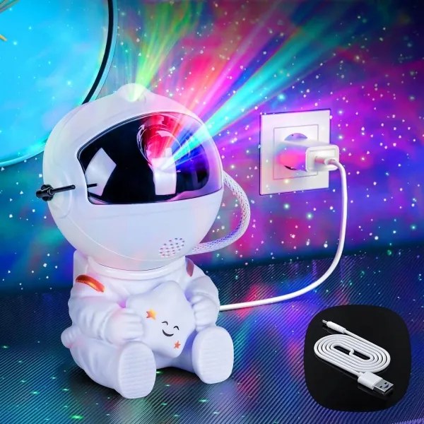 LED RGB projektor LED/5W/5V astronaut + diaľkové ovládanie