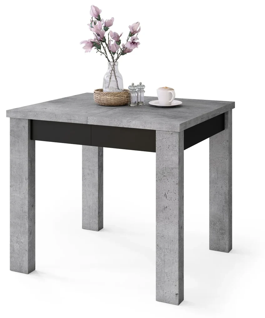 FONTE Beton Millenium / Čierny Mat - KLASICKÝ STÔL DO KUCHYNE/OBÝVACEJ IZBY 110x75 ROZKLADANÝ DO 155 cm!