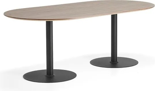 Stôl METRIC, ovál, 2000x1000x720 mm, čierna/orech