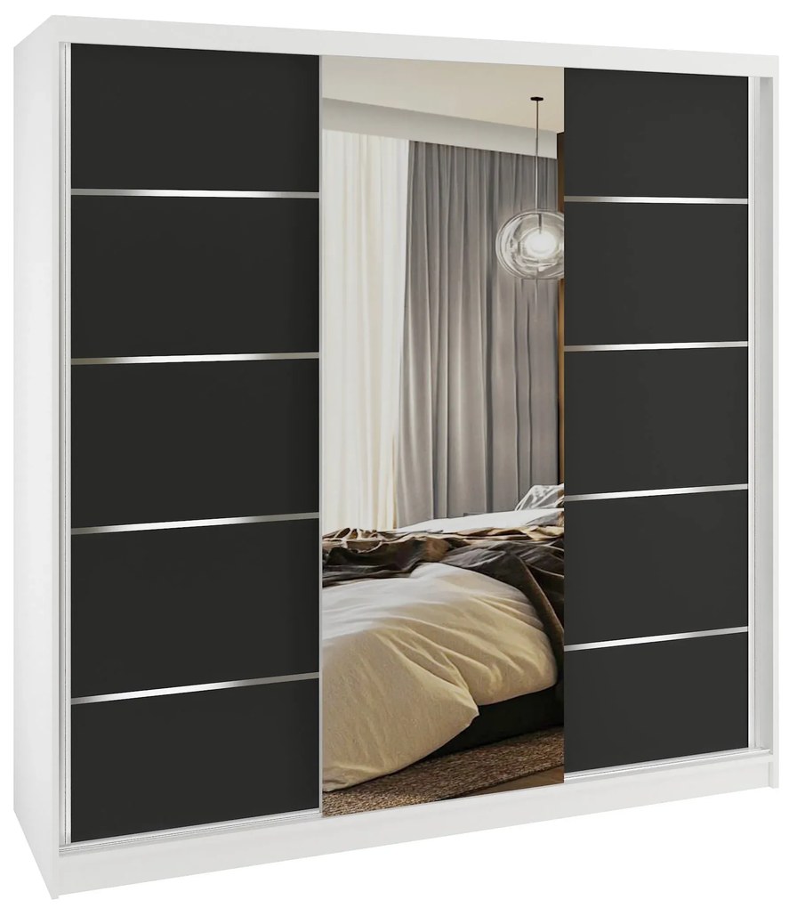 Šatníková skriňa SERENITY 200 cm čierny mat MT SERENITY SZP5/0/W/B/0/HIAL