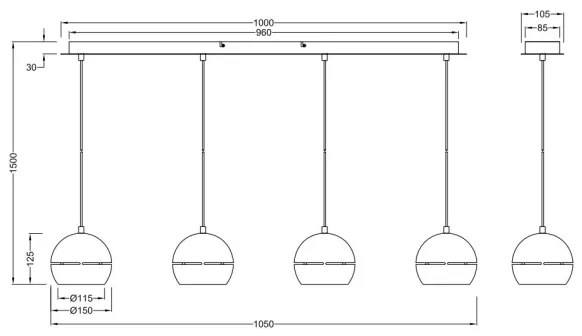 Trio - Luster na lanku FLETCHER 4xE14/40W/230V matný chróm