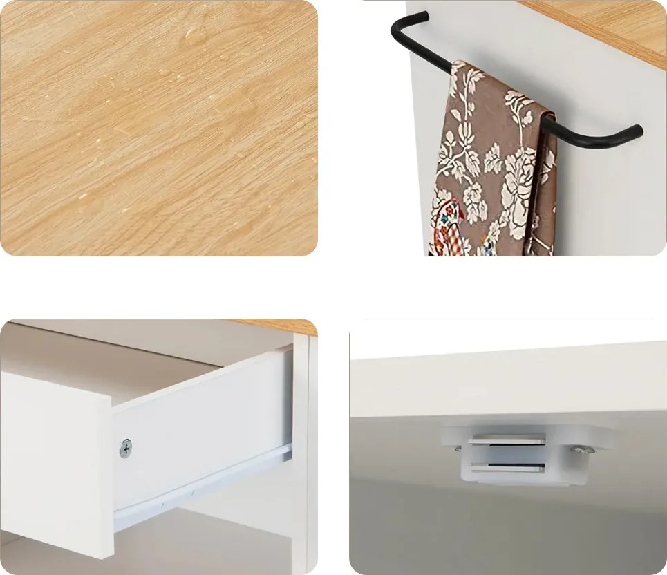 Kolesový servírovací vozík s 3 držiakmi na korenie na boku