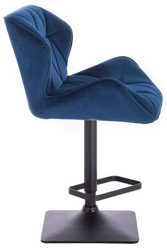 LuxuryForm DESIGN Barová stolička MILANO VELUR na čiernej hranatej podstave - modrá