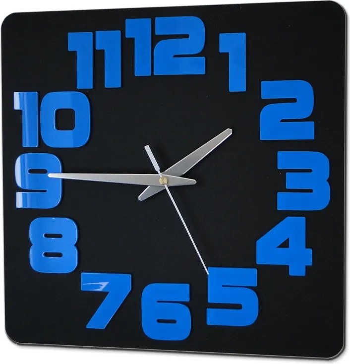 Moderné nástenné hodiny LOGIC BLACK-BLUE blackblue
