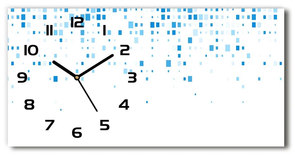 Vodorovné Sklenené hodiny na stenu Modré štvorca pl_zsp_60x30_f_100521410