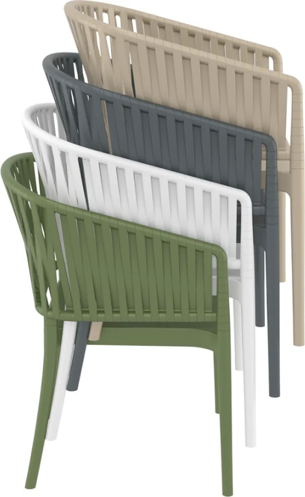 PORTOFINO záhradná stolička s podrúčkami white/taupe