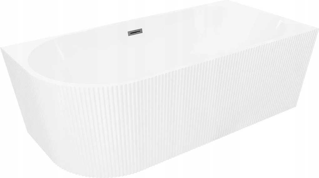 Mexen Silo rohová ryhovaná vaňa 170x80cm biela, prepad Gun Gray