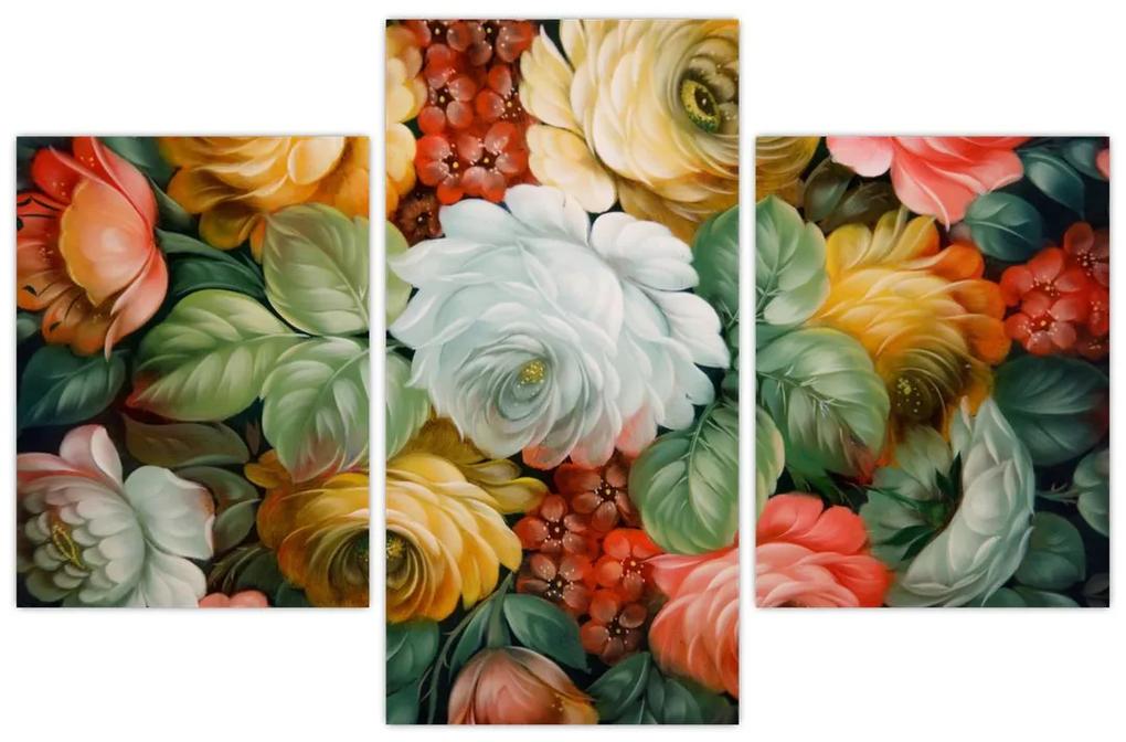 Obraz maľovanej kytice kvetov (90x60 cm)