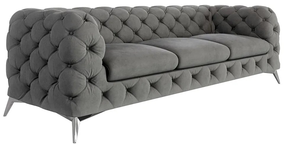 Sivá zamatová pohovka 243 cm Chelsea – Ropez