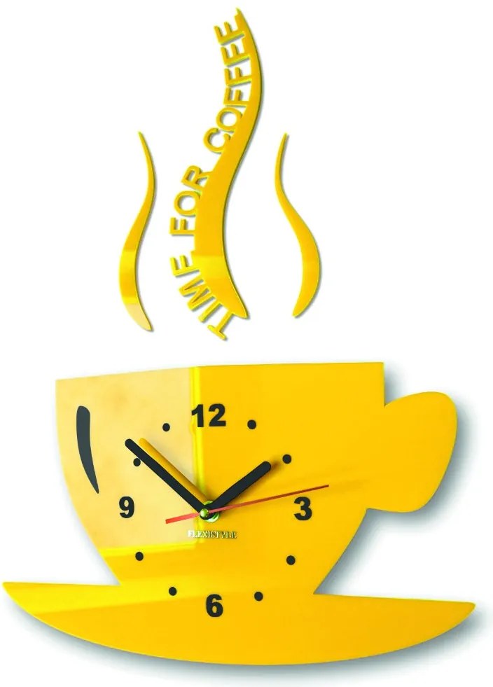 Nástenné hodiny káva - COFFE: Čierna Ral 9005 Čierne ručičky 2304-6159 FL-z16 2021