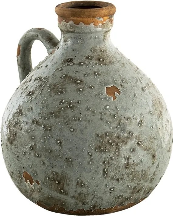 Sivá keramická dekoratívna váza s uškom - 18*17*20 cm