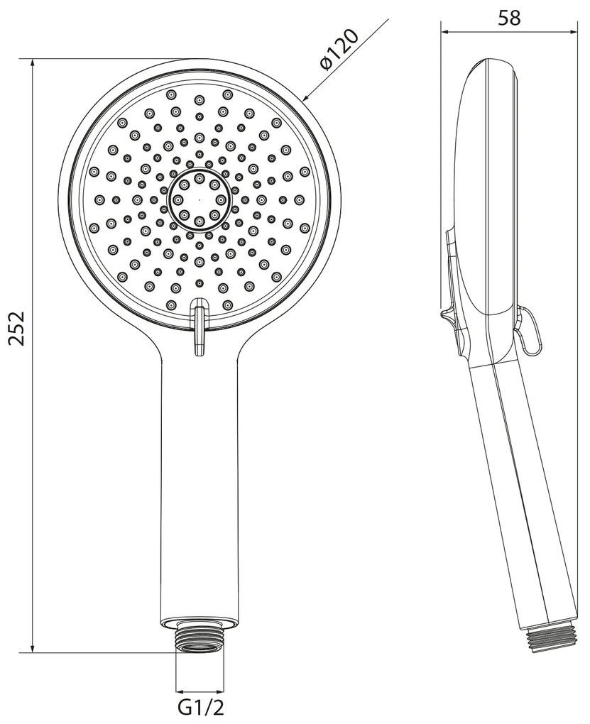 Sapho Sapho, Ručná masážná sprcha, 4 režimy, priemer 120mm, ABS/čierna mat, 1204-51B