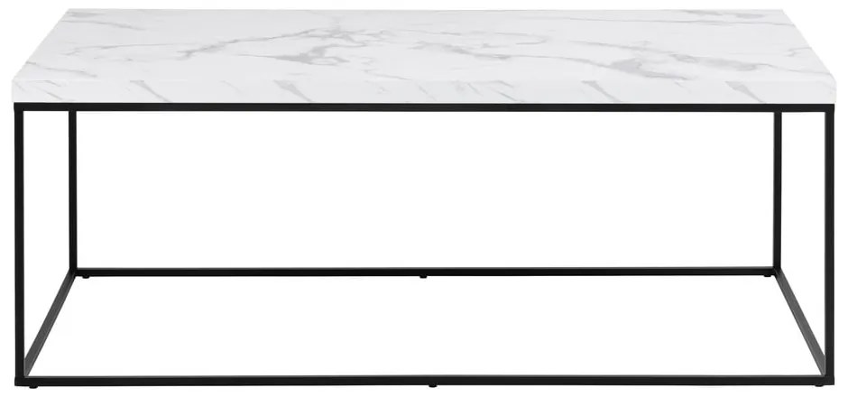 Biely konferenčný stolík s doskou v dekore mramoru 55x110 cm Barossa – Actona