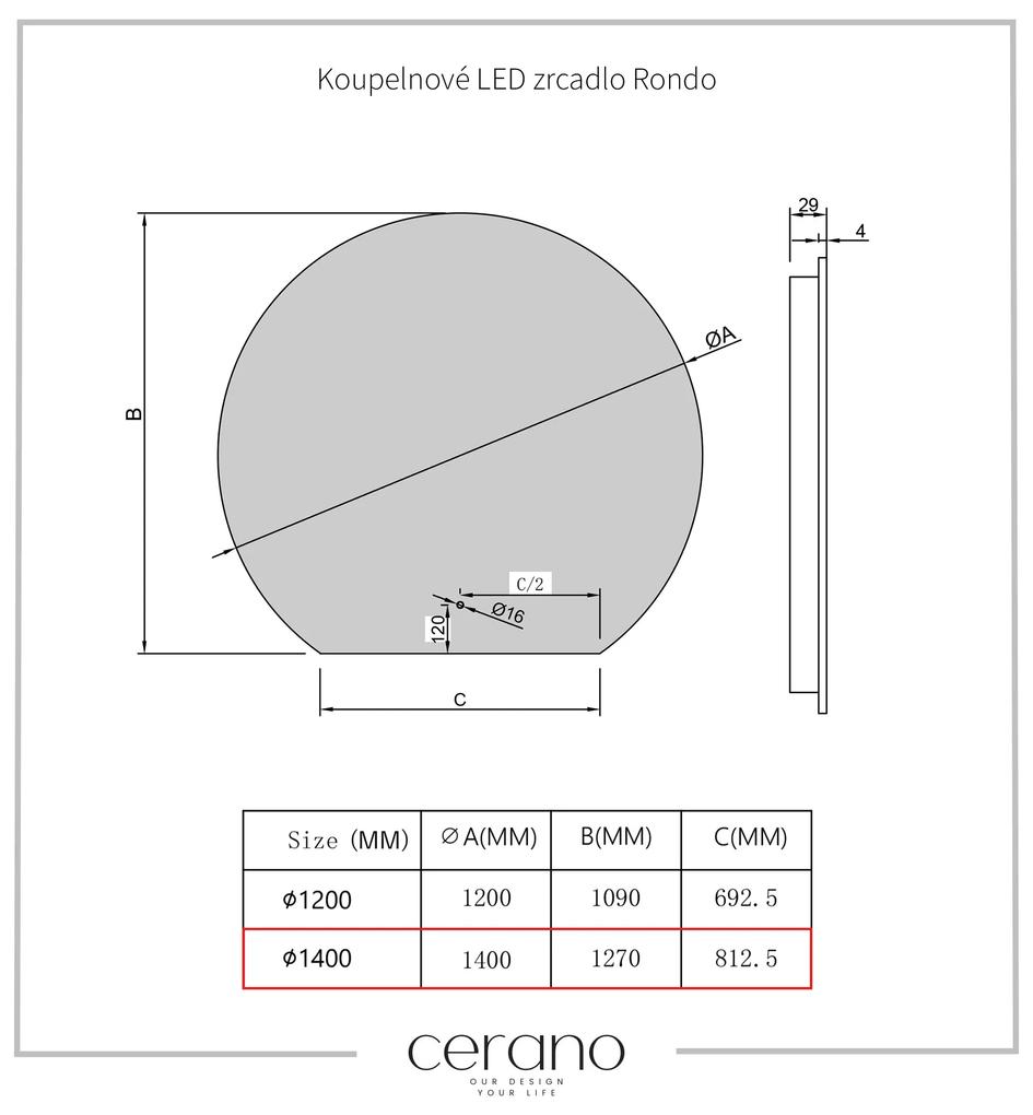 Cerano Rondo, LED kúpeľňové zrkadlo Ø 140 cm, CER-CER-NT2153-140
