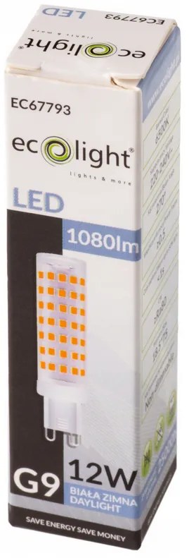 ECOLIGHT LED žiarovka G9 - 12W - 1080lm - 6500k - studená biela
