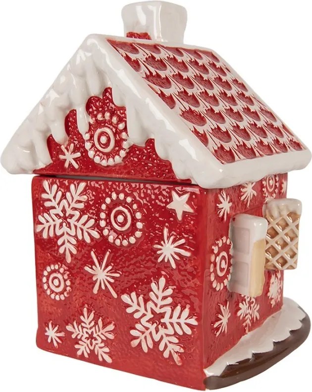 Červená keramická dóza perníková chalúpka - Ø 22*28 cm
