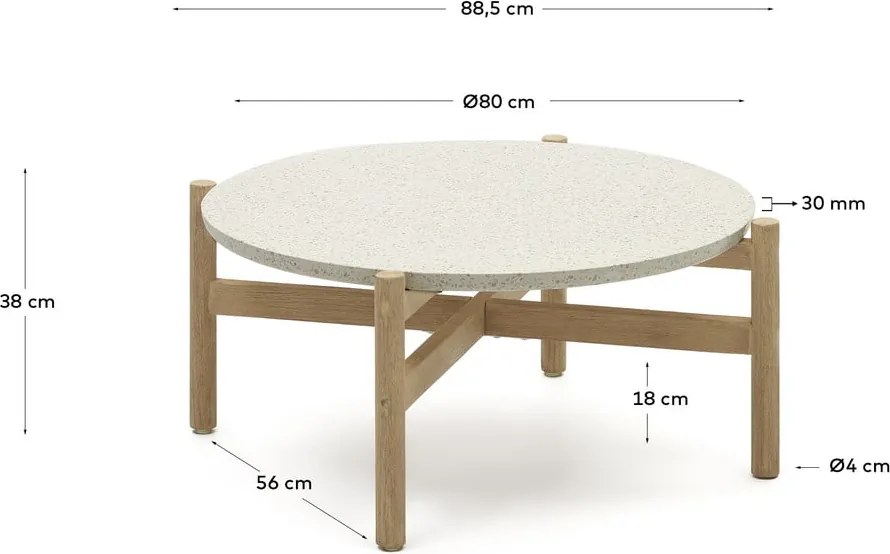 Okrúhly záhradný odkladací stolík s terrazzo doskou ø 88,5 cm Pola – Kave Home