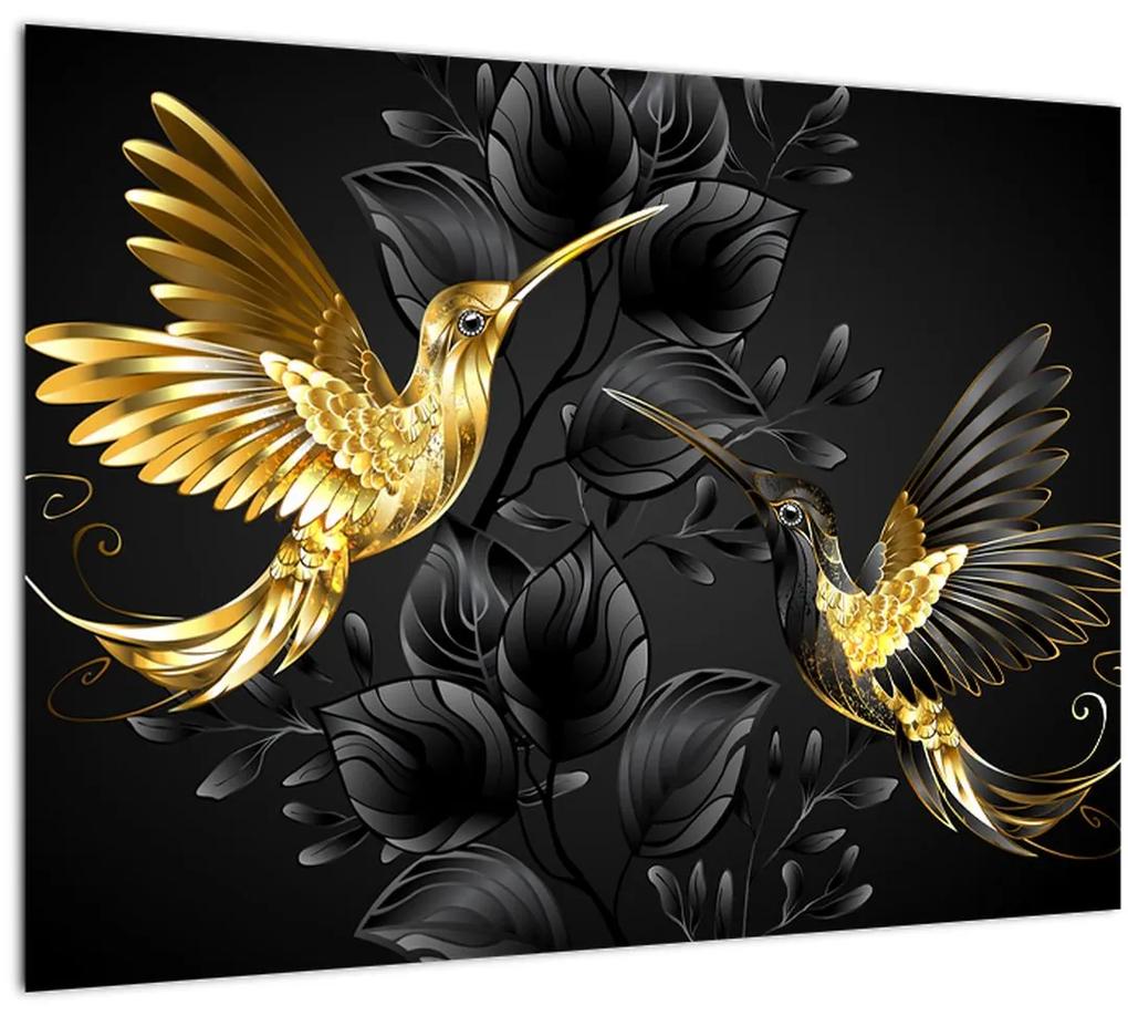 Sklenený obraz - Kolibríky očami umelca (70x50 cm)