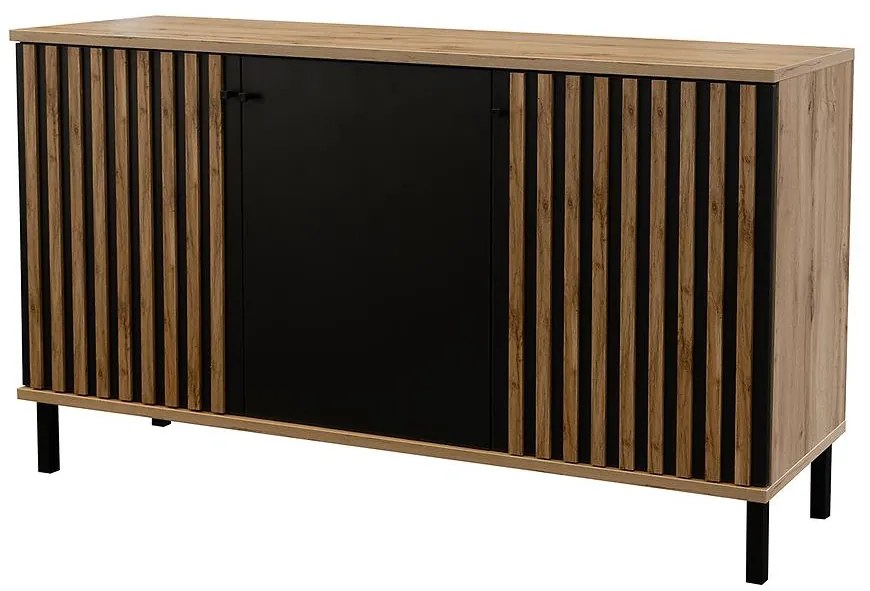 Komoda London D3 dub wotan/čierna