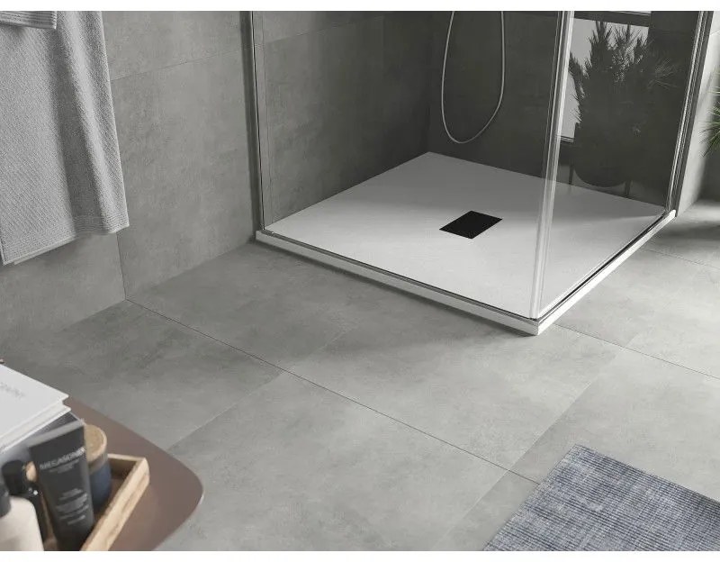 Mexen Hugo, štvorcová sprchová vanička SMC 100 x 100 cm, biela, čierna krytka, 42101010-B