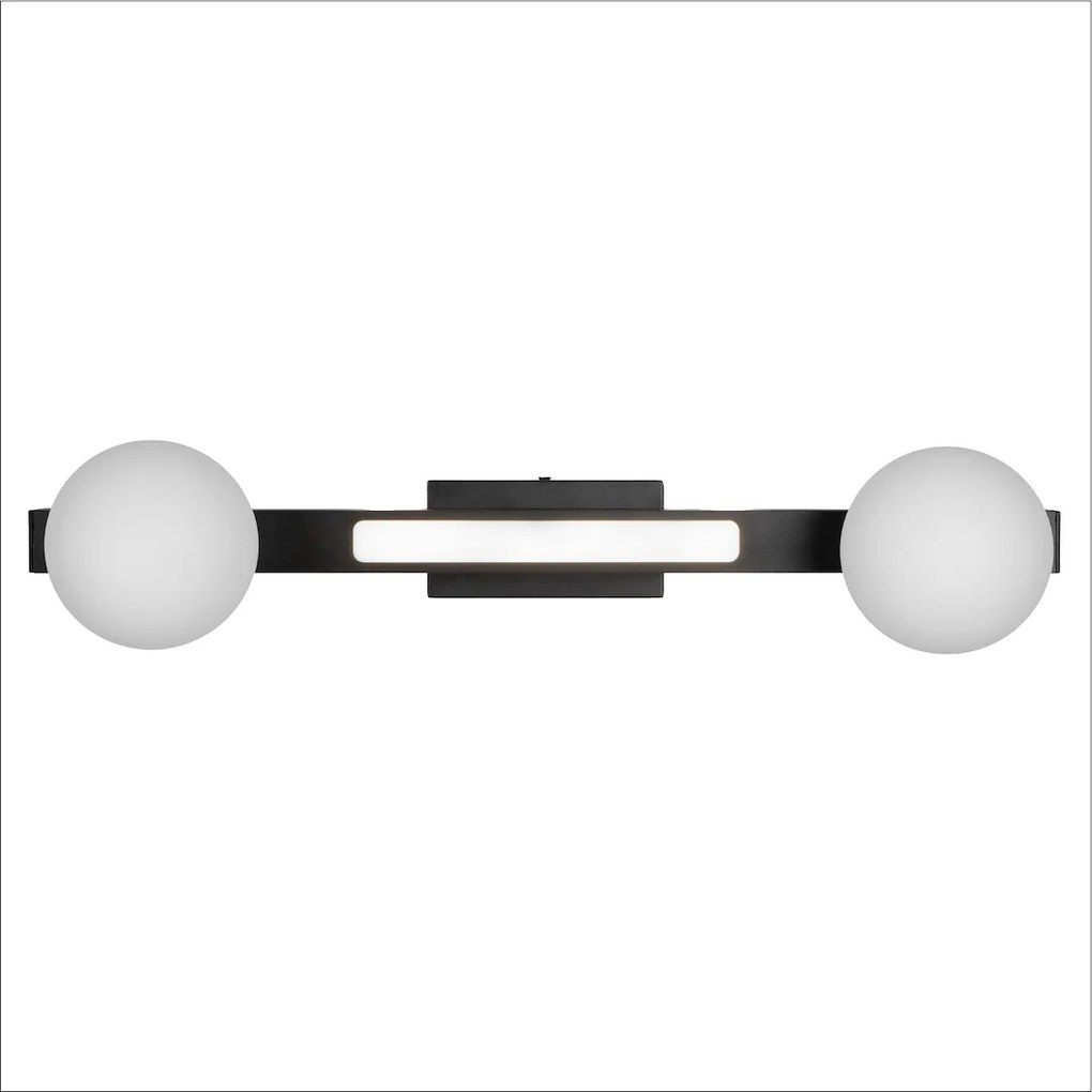 Nástenné svietidlo Magnet1, 2x biele sklenené tienidlo + 1x LED 13W, b