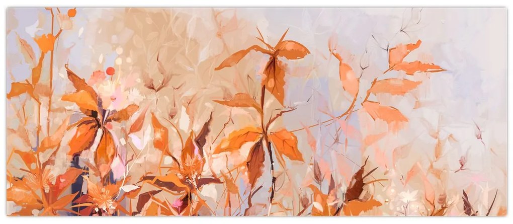 Obraz - Maľované kvety (120x50 cm)