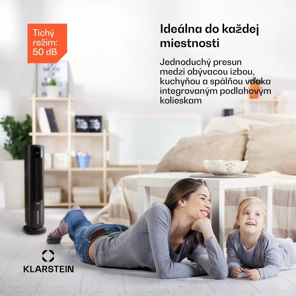 Klarstein Polar Tower Smart, ochladzovač vzduchu, ventilátor, 85 W, 7 l, diaľkový ovládač, 5 x chladiaci box