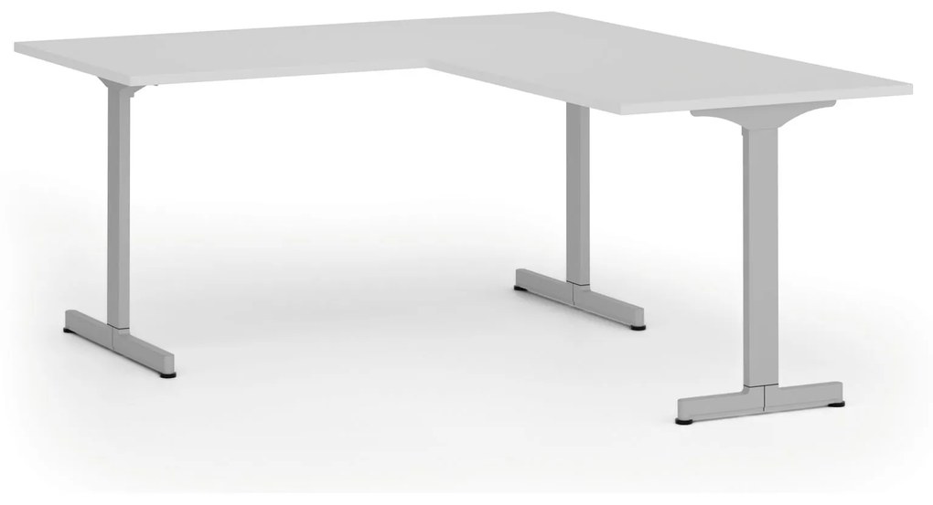 Kancelársky stôl PRIMO BETA L, 1600 x 1800 mm, sivá podnož, biela