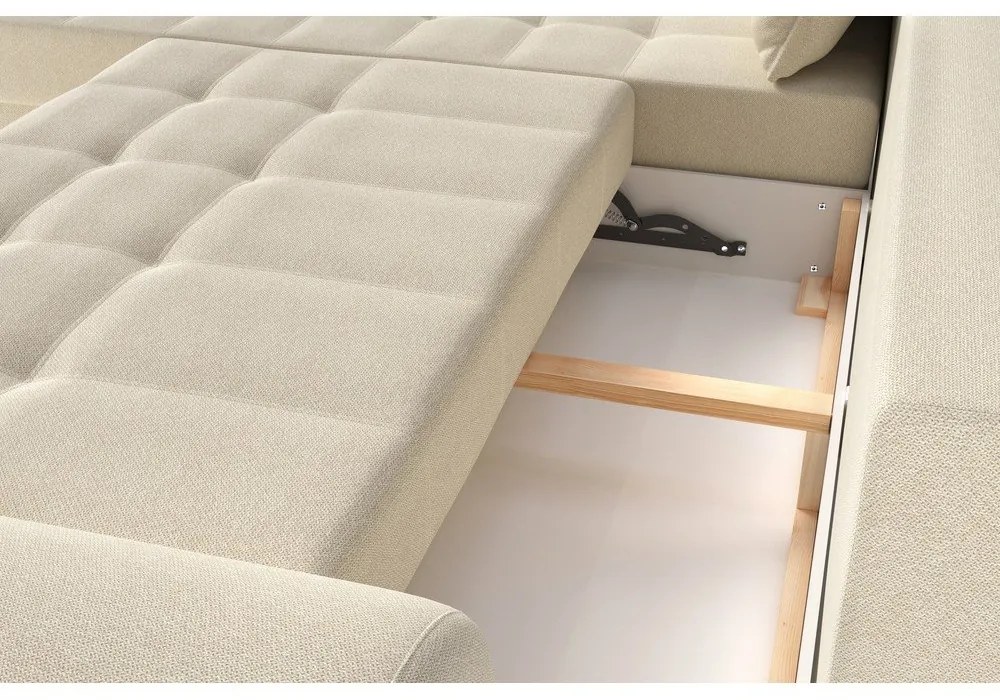 Krémová rozkladacia rohová pohovka (ľavý roh) Balitco – Ropez