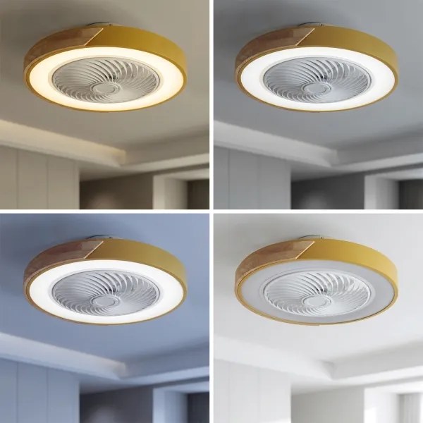 Brilagi - LED stmievateľné svietidlo s ventilátorom LED/38W/230V 50 cm zlatá/dub + diaľkové ovládanie