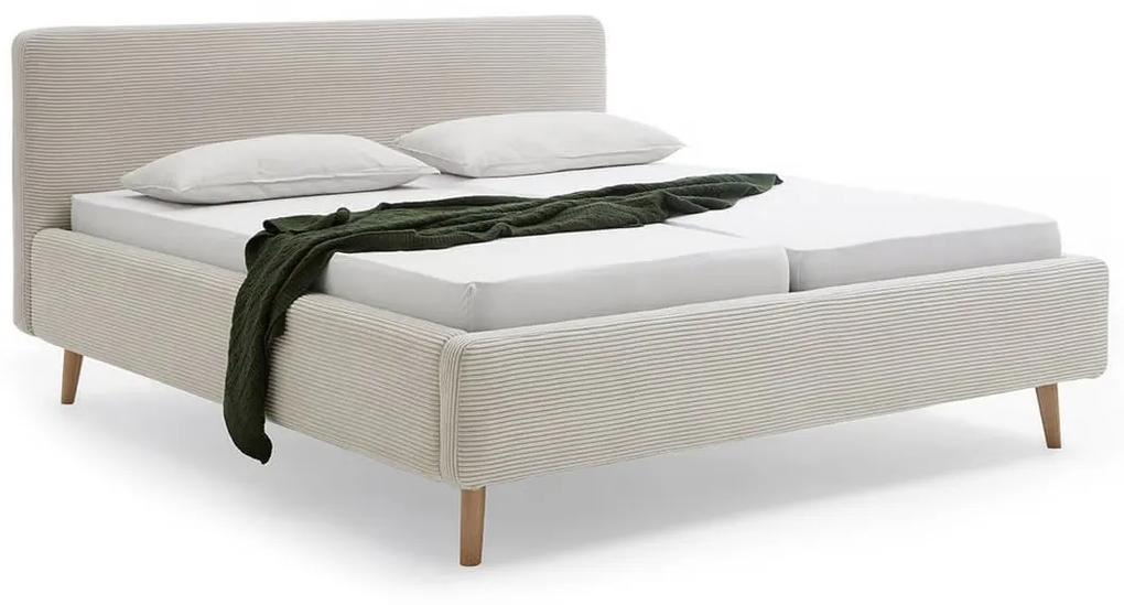 Čalúnená posteľ taupe 160 x 200 cm menčester piesková MUZZA