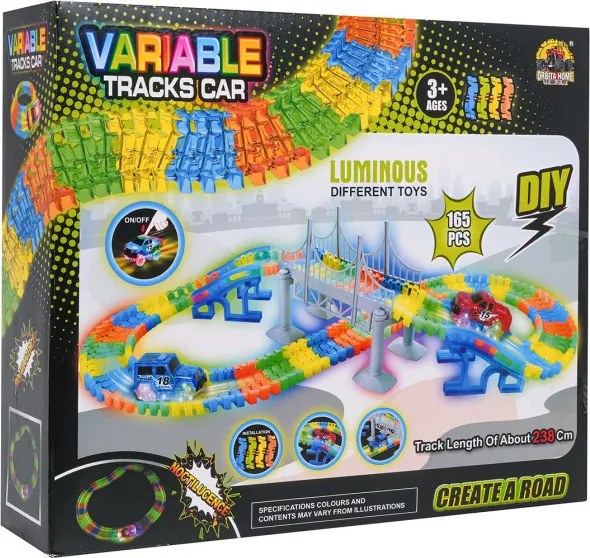 Autodráha VARIABLE 165-dielna svietiaca s autíčkom