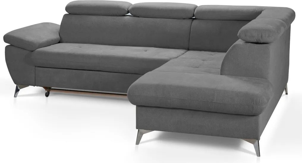 Rohová sedacia súprava Gisele, stredne šedá látka, pravý roh