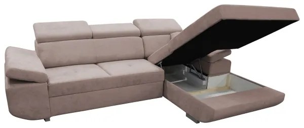 Rozkladacia pravá rohová sedacia súprava v tvare L CASTELO, béžová, s úložným priestorom