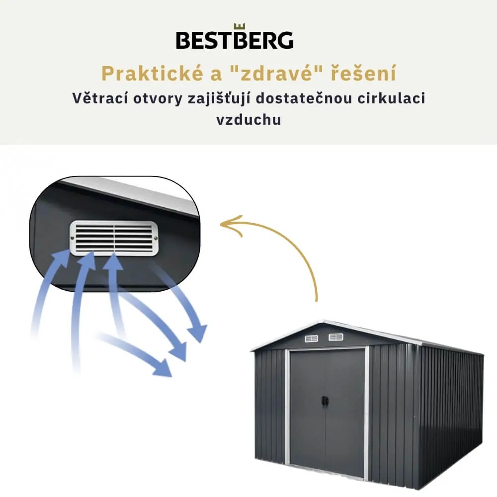 Záhradný domček BestBerg ZDB-9A / 9 m² / 279 x 324 x 211 cm / šedá