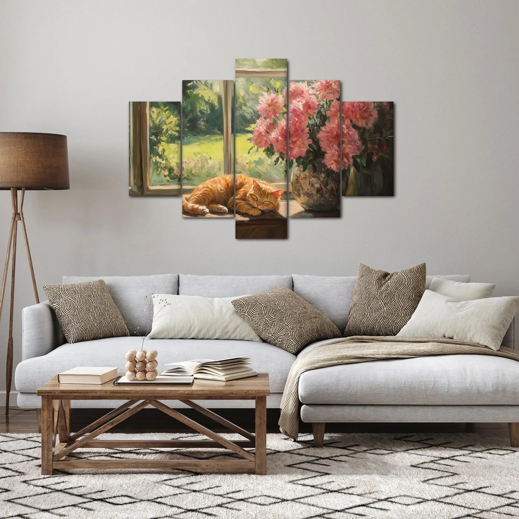 Obraz - Mačka na okne (150x105 cm)
