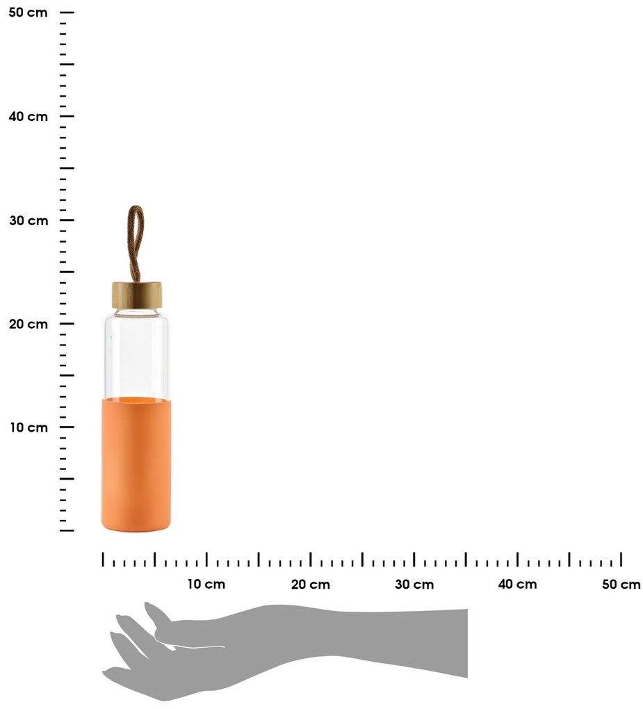 Sklenená fľaša Hollie Orange 600 ml bambusové veko